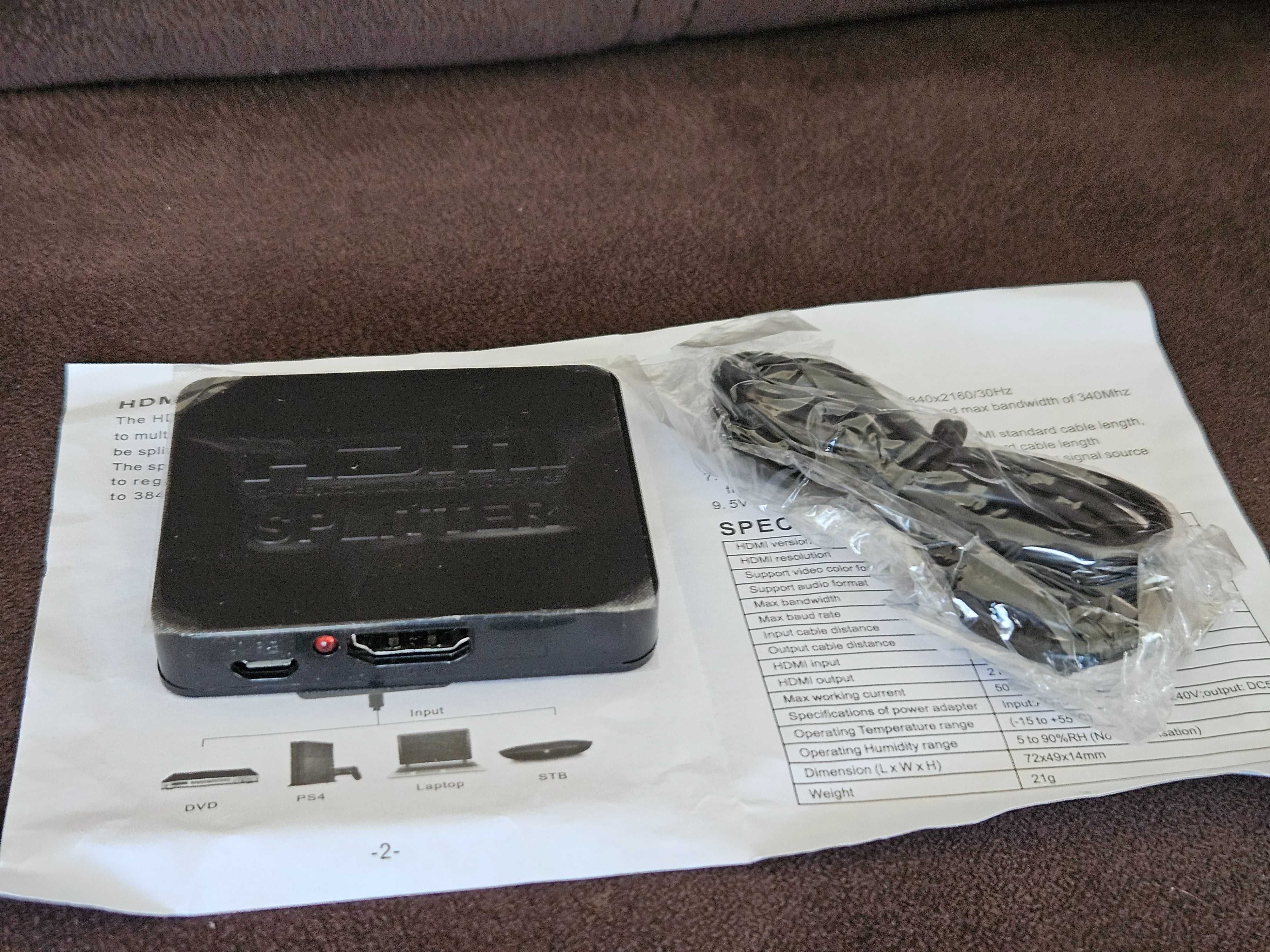 nowy splitter rozdzielacz sygnału HDMI 4k