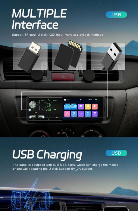 Rádio 1din + Cámara Incluída Bluetooth USB cartão MP5 Mirrorlink NOVO