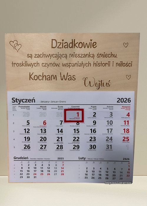Kalendarz 2026 sklejka
