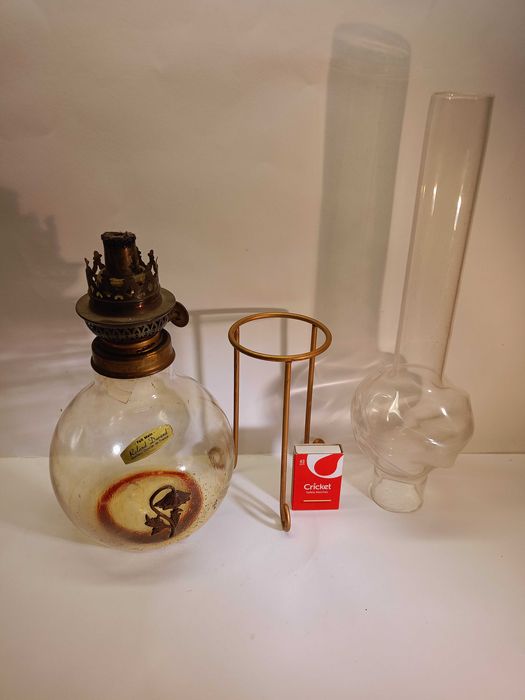 Duża stara Francuska lampa naftowa , olejowa Roland Durand