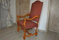 Fotel TRON duży gabinetowy francuski Os de Mouton Ludwik XIII krzesło