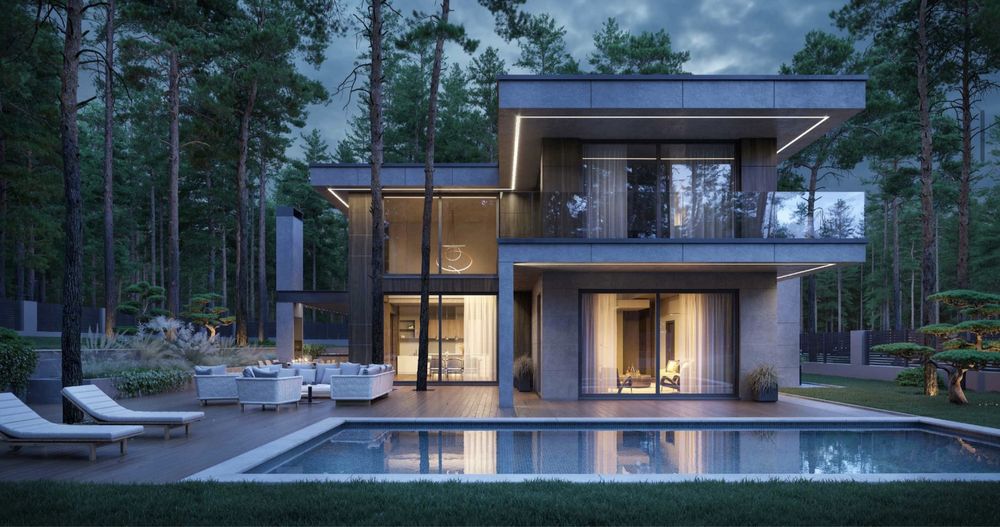 Современный дом в лесу, Пуща-Водица, с. Мощун