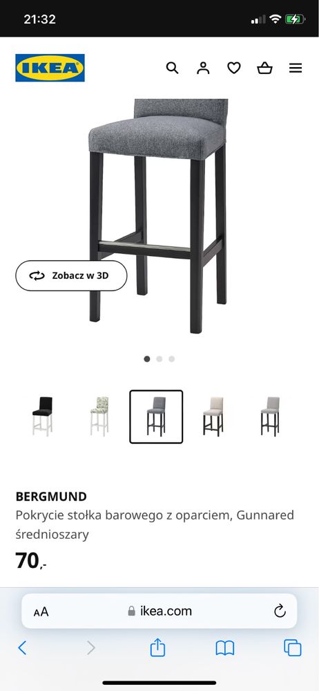 Bergmund pokrycie, pokrowiec na krzeslo/hoker ikea