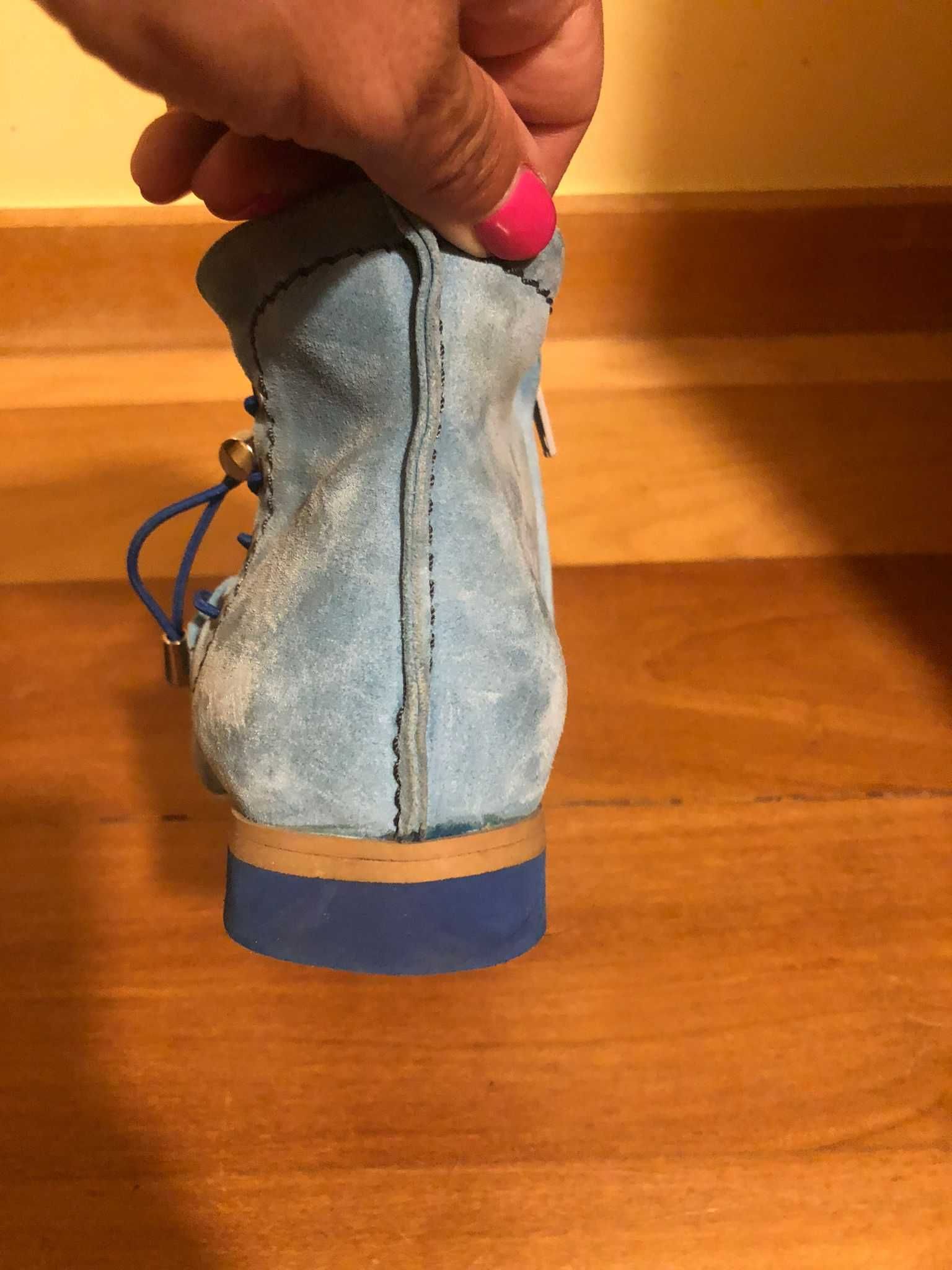 Botins de Verão Zara - Azul Bebé - Tamanho 37 - Pouco Uso