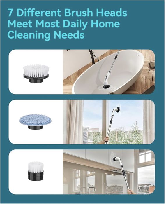 Szczotka wirowa do czyszczenia łazienki: bezprzewodowy
