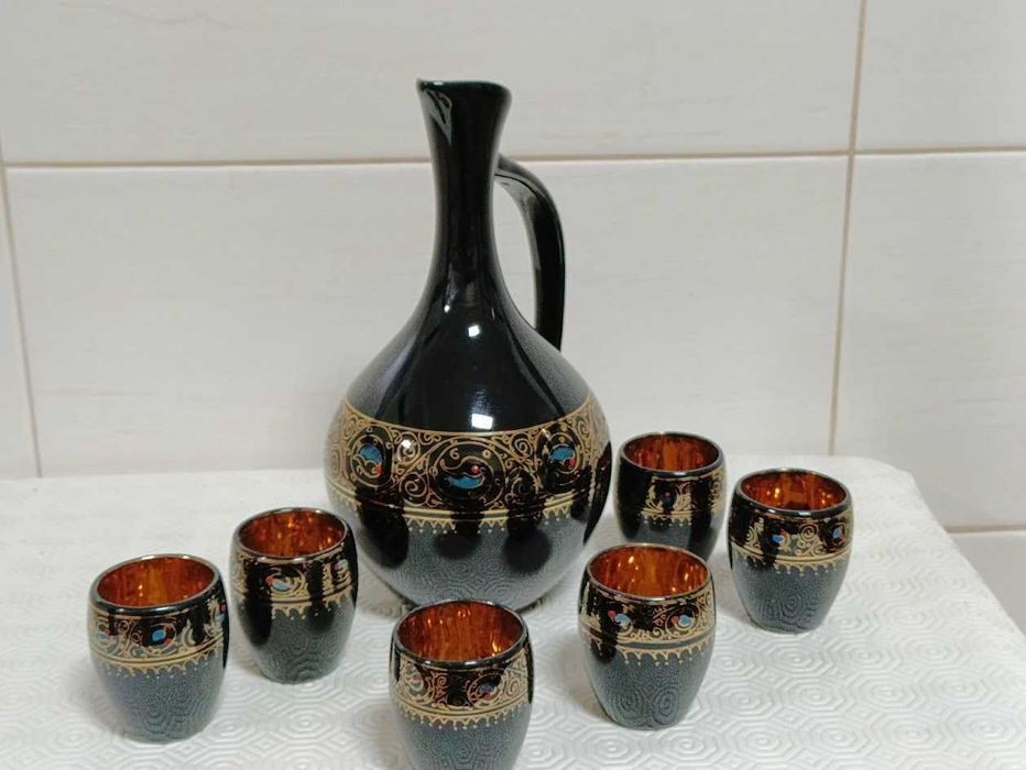 Conjunto de jarra licoreira com 6 copos de shot