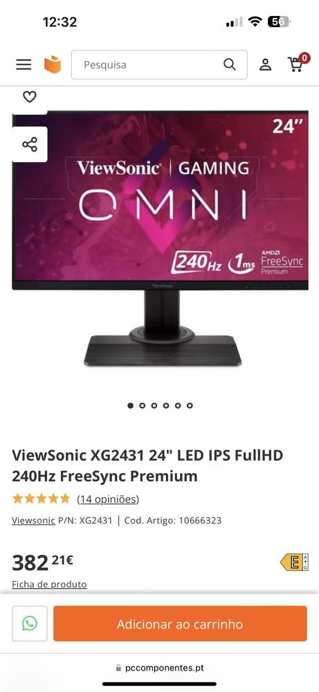 Monitor Gaming ESports 240hz