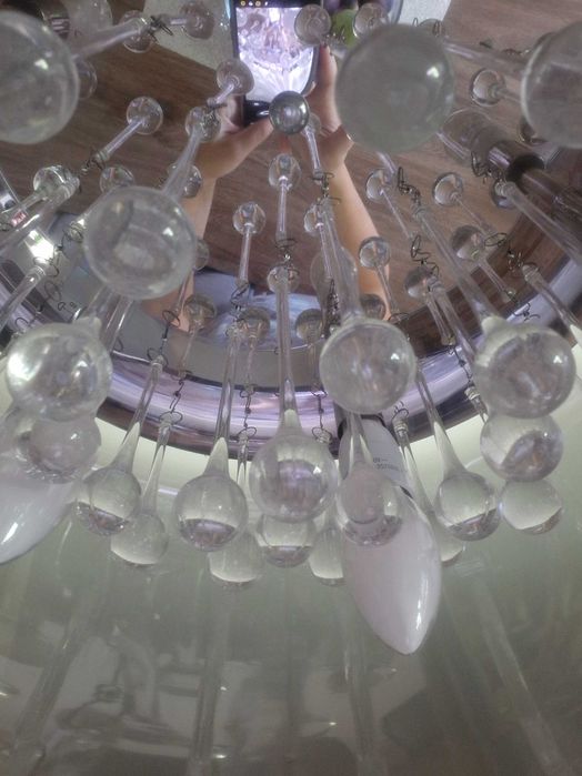 Żyrandol, lampa podłogowa i wisząca glamour srebrna