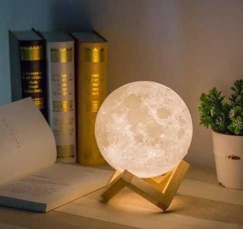 Настольный неоновый 3D ночник-луна от аккумулятора сенсор 17.5см