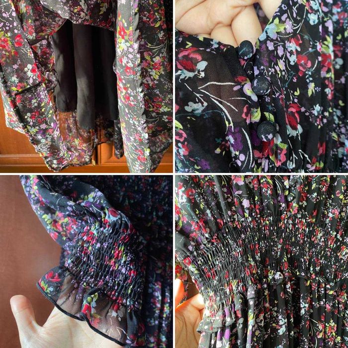 Розкішна довга шифонова квіткова сукня міді плаття ZARA