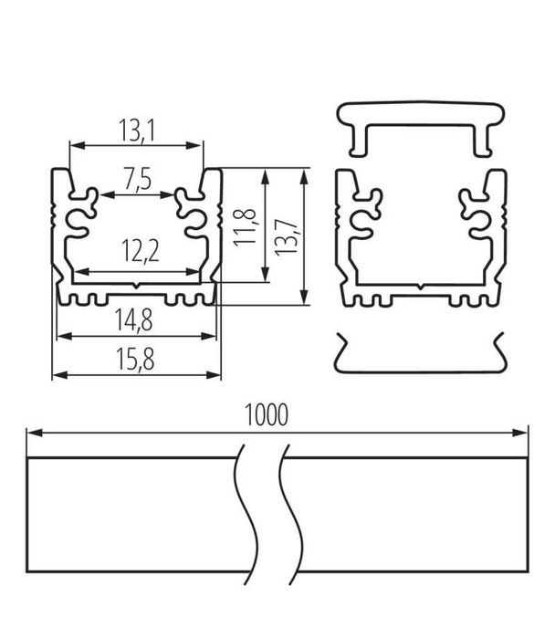 Profil aluminiowy PROFILO anodowany Kanlux 19754 wpuszczany w podłogę