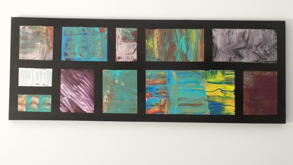 Tela abstrata original em acrílico 30 cm por 80 cm
