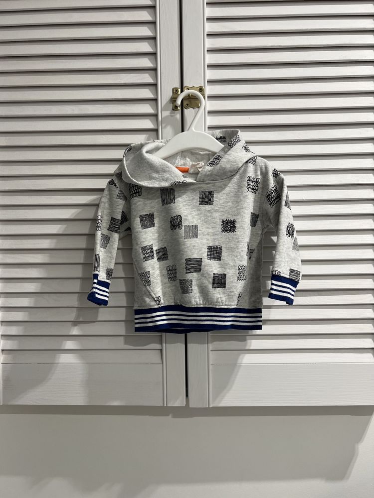 Bluza niemowlęca Hema r.74 kaptur paski szlaczki wzorki bazgroły