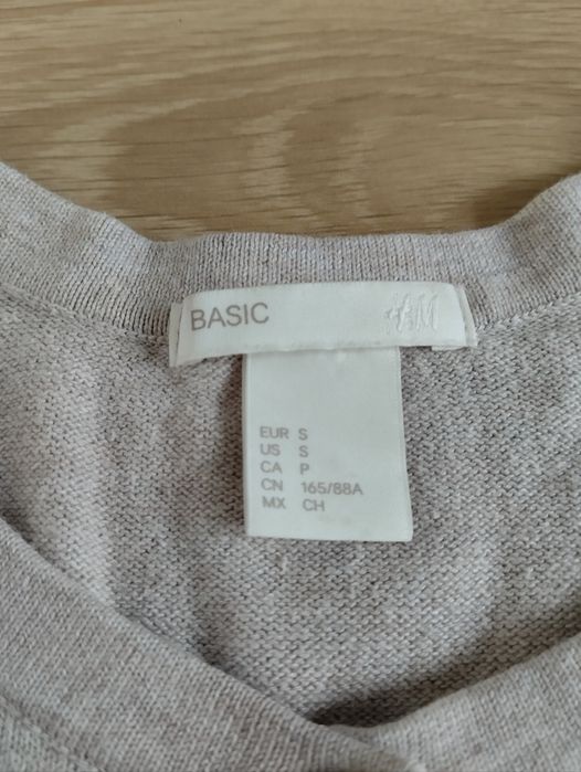 Beżowy kardigan cienki sweter S 100% bawełna