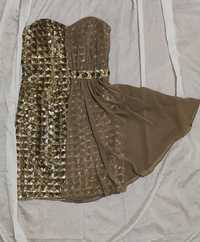 Платье коктейльное золотисто-бежевого цвета