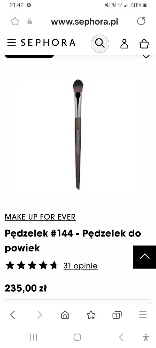 NOWY #144 MAKE UP FOR EVER Sephora pędzelek do blendowania cieni oczy