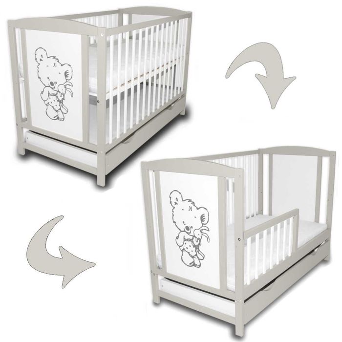 Łóżeczko dziecięce 2w1 Bajka kaszmir szuflada barierka wysyłka darmowa