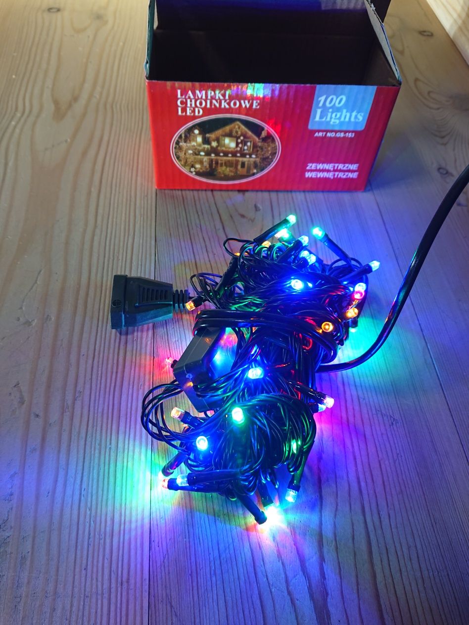 100 LED Lampki Choinkowe Kolorowe na ZEWNĄTRZ WEWNĄTRZ 8 metrów