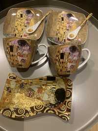 Filiżanki, łyżeczki, i szklana paterka Gustav Klimt