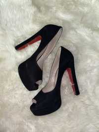 Туфлі чорні жіночі, високий каблук / Туфли черные женские (Ferotti)