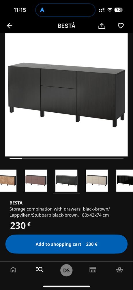 Gavetas de arrumação combinadas IKEA besta pretas com tampo de vidro