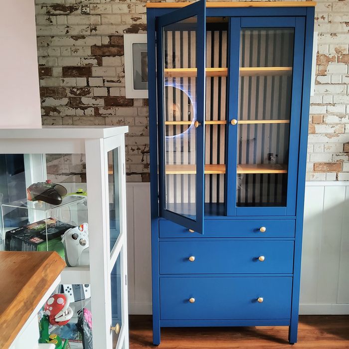 Kredens drewniany witryna ikea hemnes leksvik regal szafa komoda