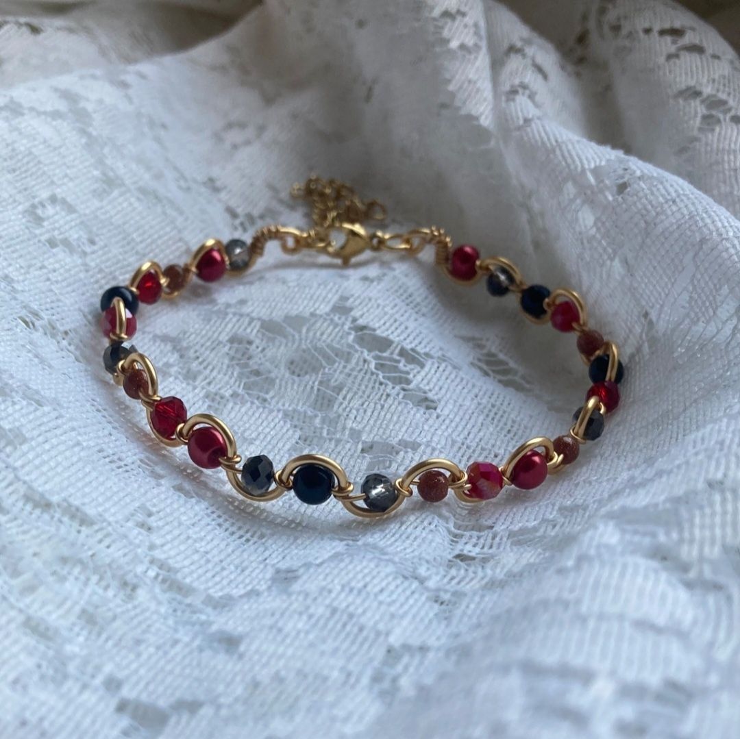handmade bransoletka na drucie w kolorze złotym PIASEK PUSTYNI