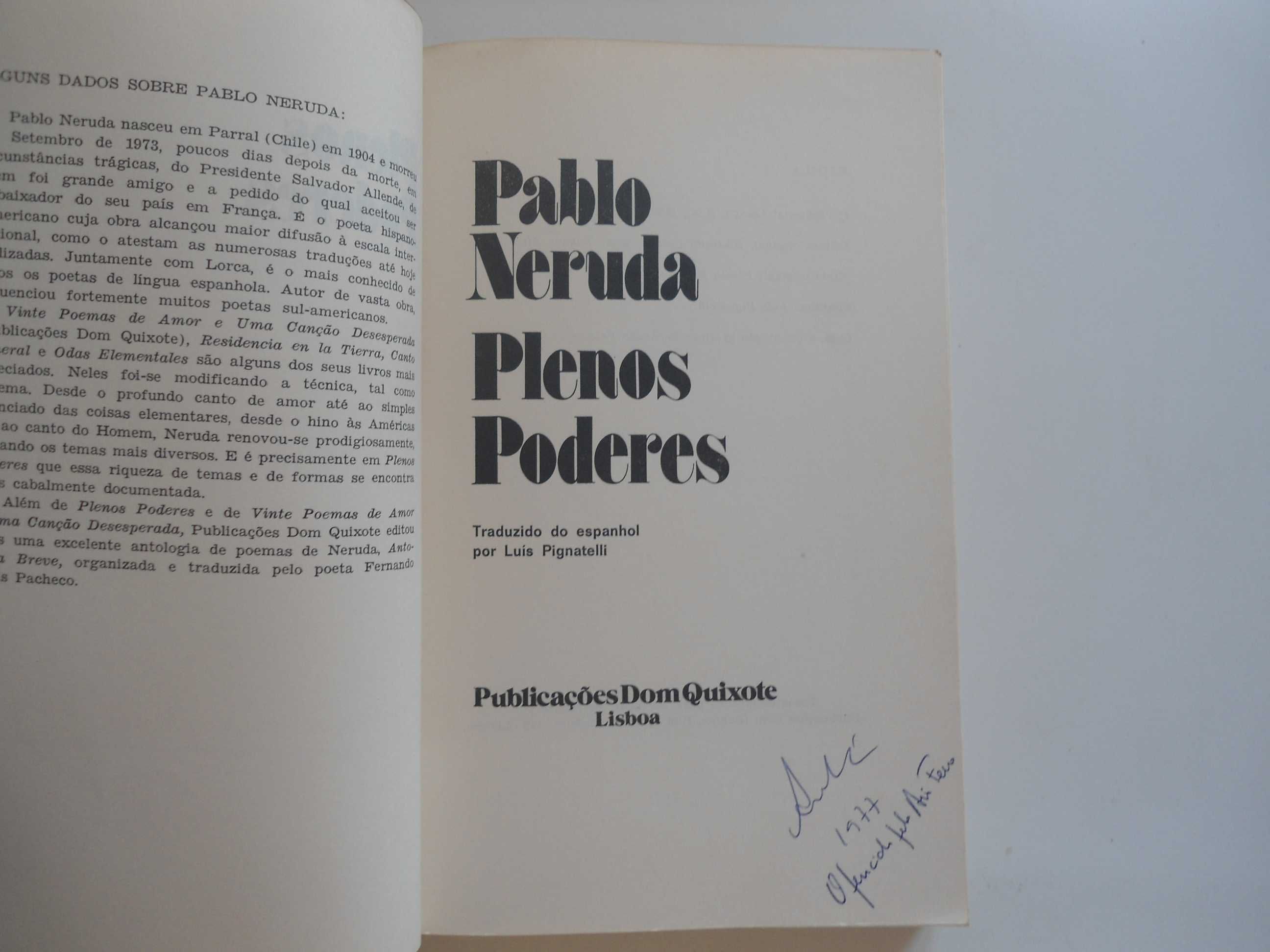 Plenos Poderes por Pablo Neruda