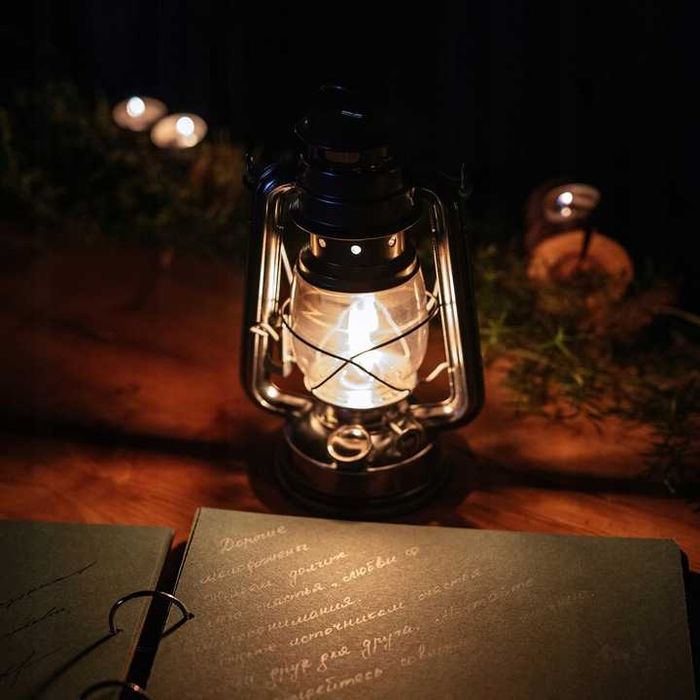 Lampa naftowa RETRO 24cm na naftę + knot niebieski