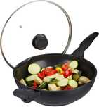 Relaxdays Wok Patelnia ze szklaną pokrywką, 30 cm 4 Litry