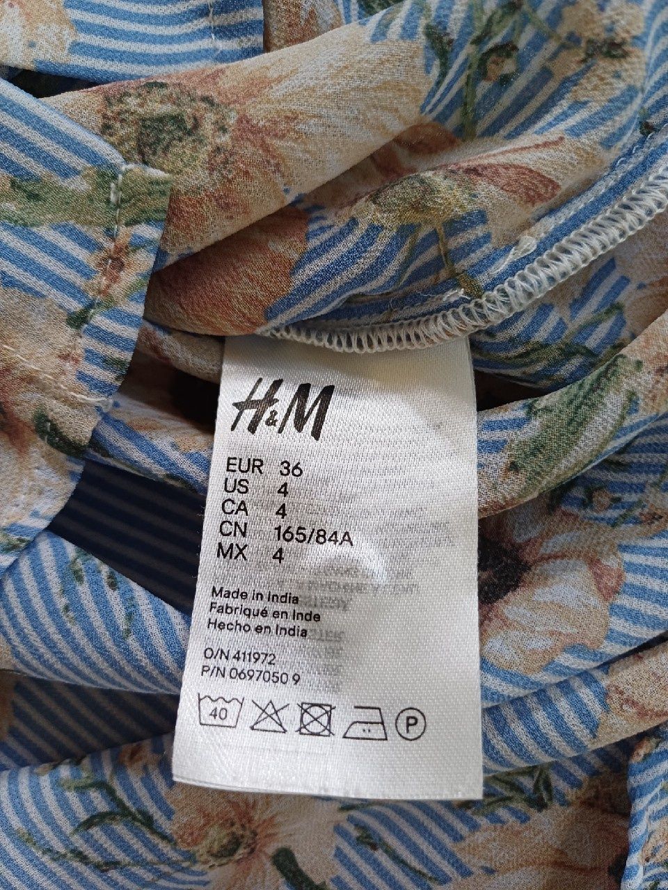 Bluzka top bez rękawów H&M 36 paski kwiaty