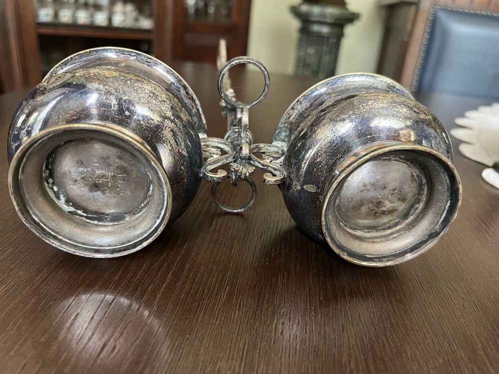 Platerowany kabaret solniczka przedwojenne przybory kuchenne