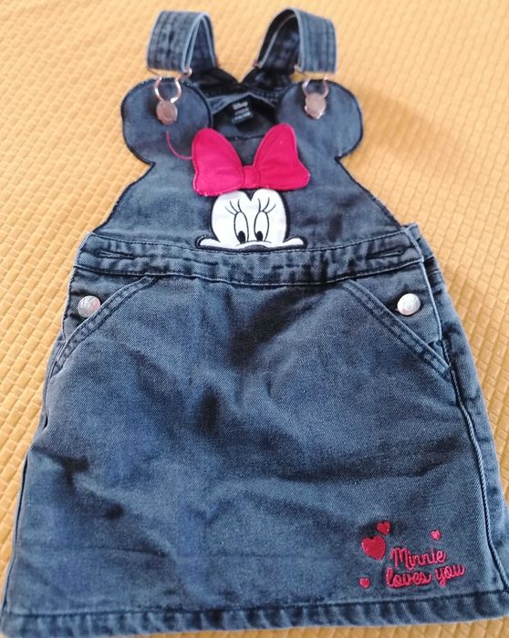 Sukienka jeansowa ogrodniczki Myszka Minnie Disney 2-3 lata.