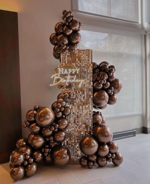 Ścianka do zdjęć tło girlanda zlota stelaż do balonów