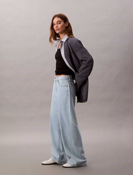 Джинси світло-блакитні палаццо calvin klein linen blend el milas brand