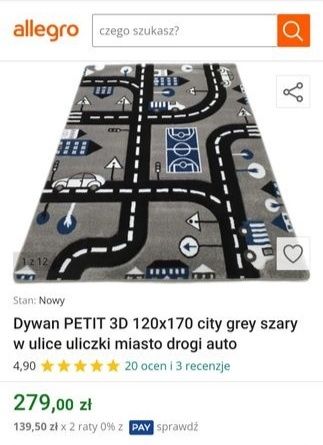 Dywan dla chłopca ulice drogi