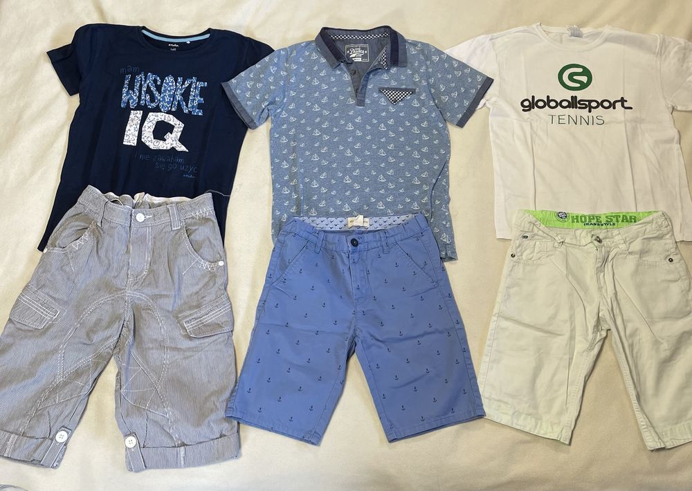 Zestaw chłopięcy na Lato 146-152 spodenki szorty koszulki t-shirty H&M