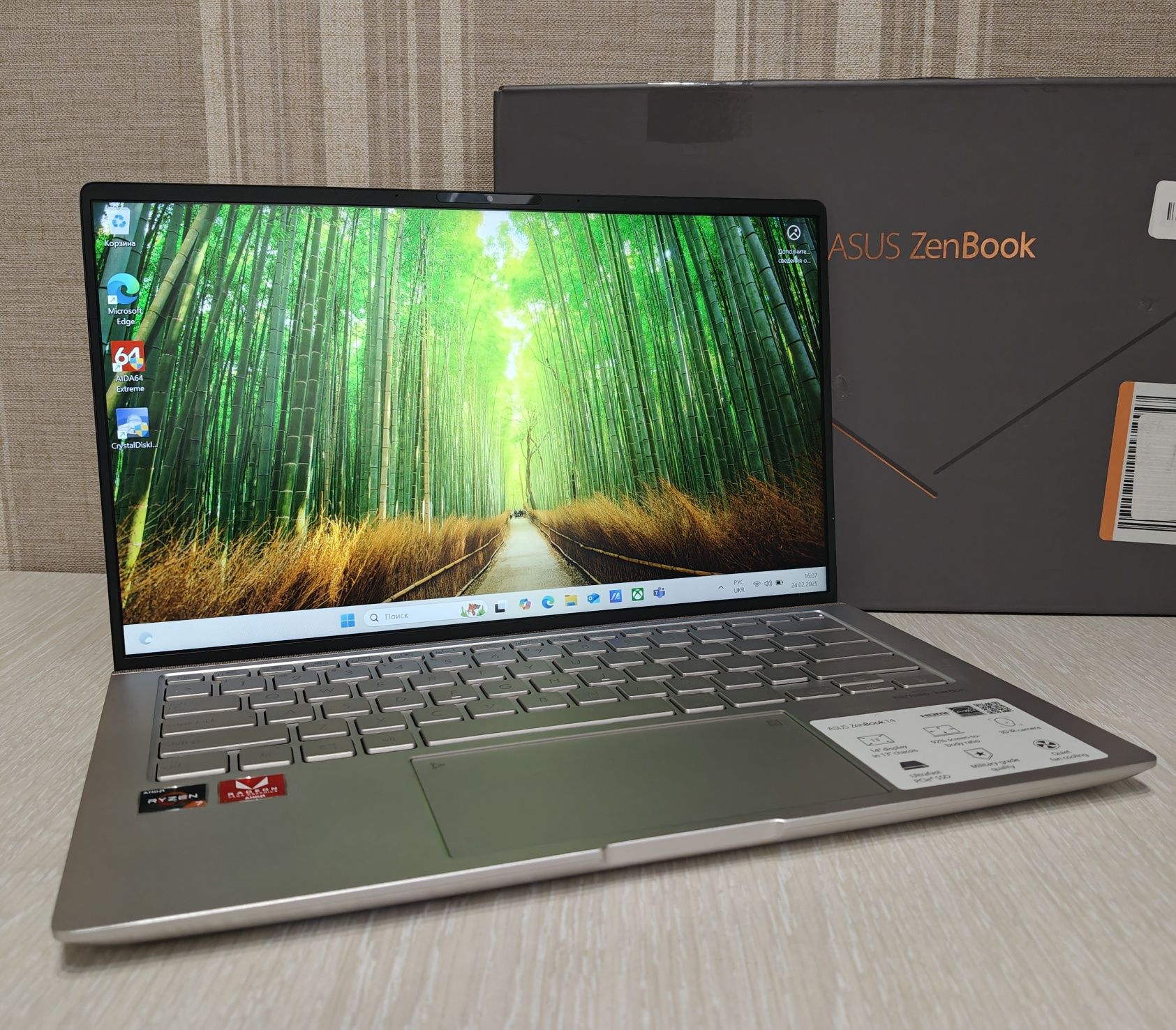 Asus Zenbook 14" FHD IPS, Ryzen 7 3700U, 8Gb DDR4, 512Gb SSD
