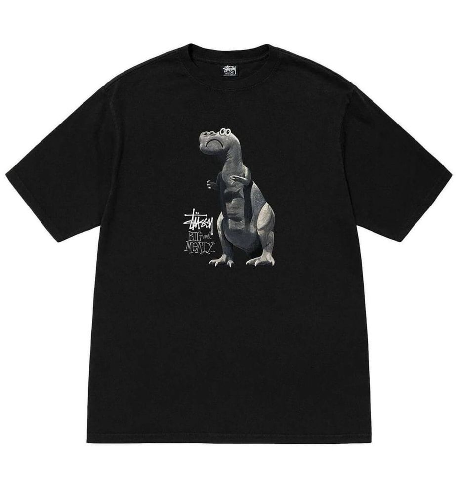 Футболка Stussy Dinosaur-print crew neck T-shirt black
