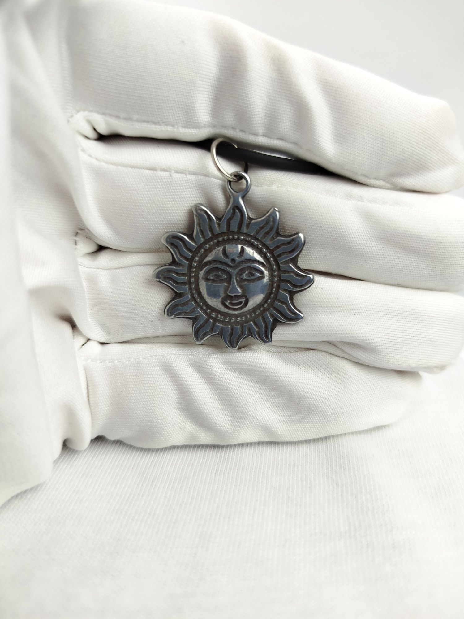 NOWY Naszyjnik wisiorek srebrny amulet talizman słońce Vintage
