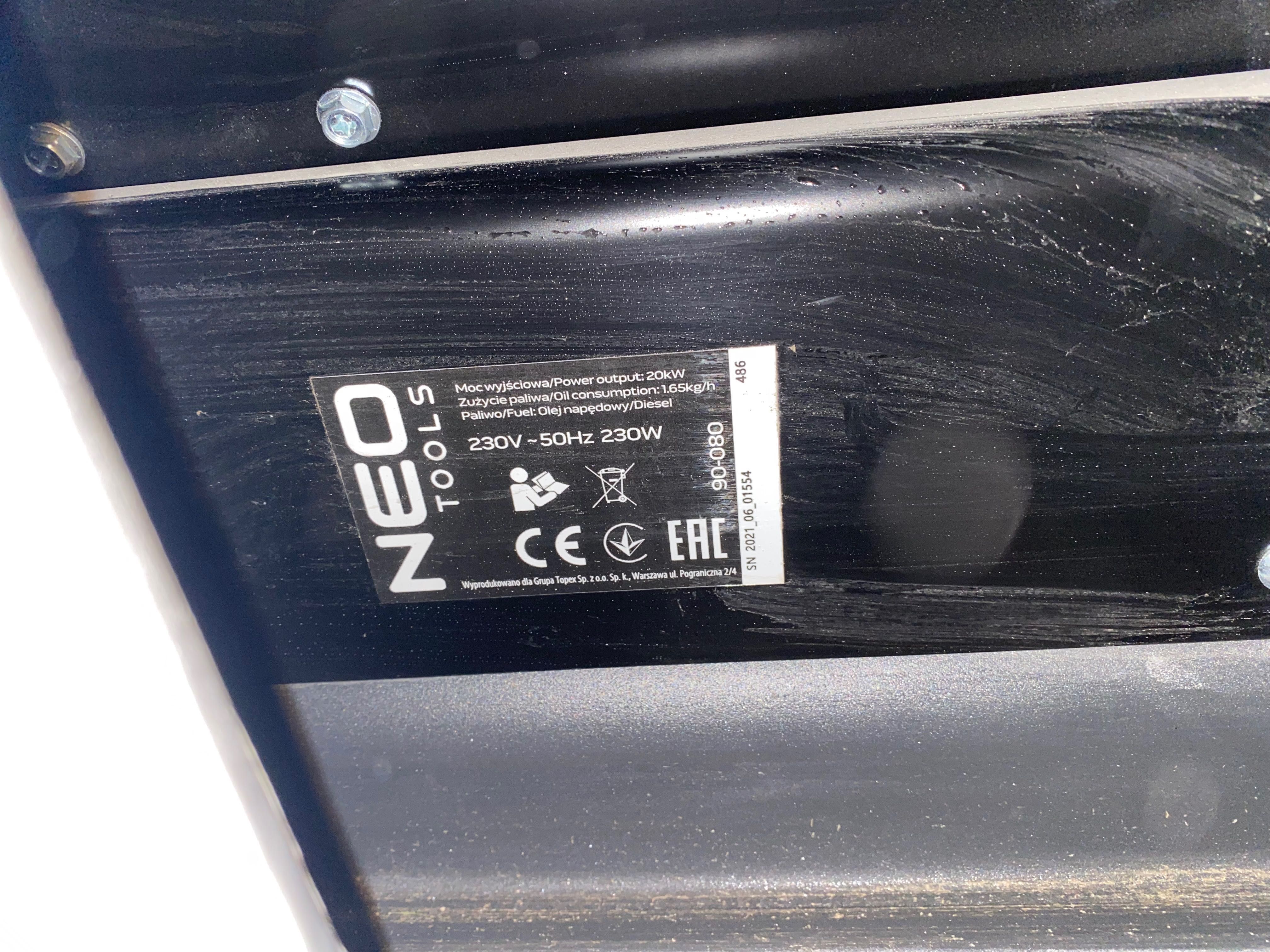 Nagrzewnica olejowa Neo Tools 20 kW, używana przez tydzien