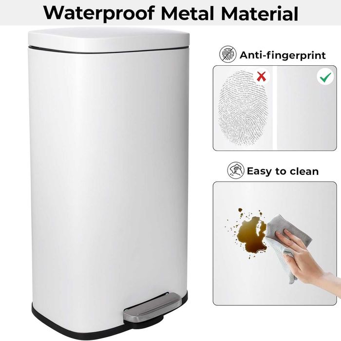 Nowy metalowy kosz na śmieci / kubeł / 30l / biały !A3094!