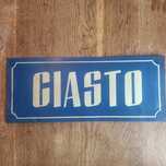 Stara metalowa tablica CIASTO
