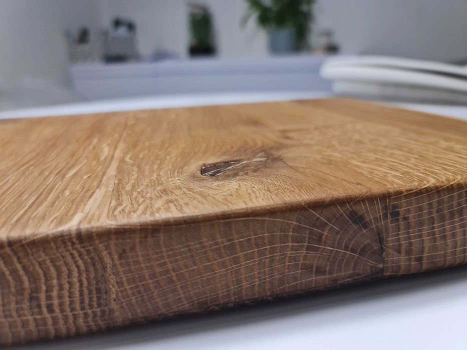Gruba deska do krojenia drewniana kuchenna DĘBOWA BLOK 50x40x4