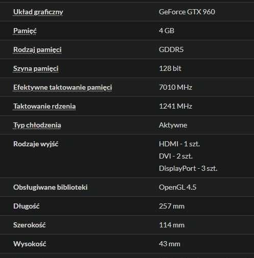 GeForce GTX 960, karta graficzna 4 GB