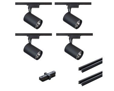 Zestaw szynowe oświetlenie, 2 szyny, 4 reflektory LED, łącznik