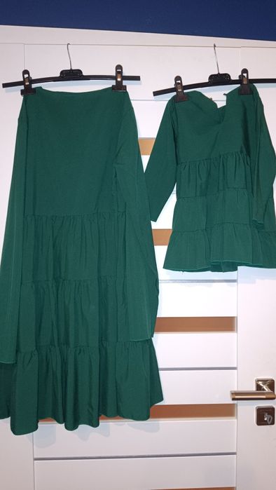 Pakuten sukienki mama i córka zielone S-M/98-104