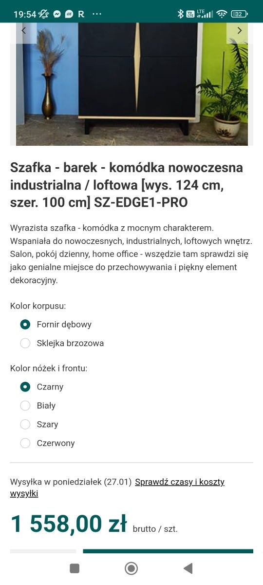 Biurko czarne drewniane loft fornir dębowy