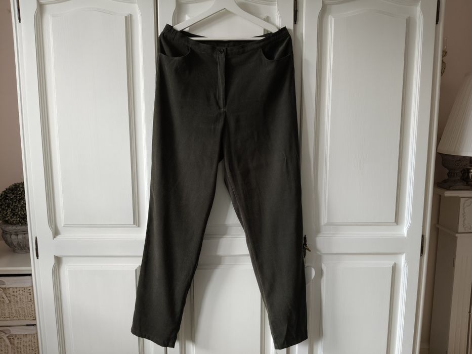 Eleganckie spodnie damskie: M&S MODE rozm. 44 - oliwkowe