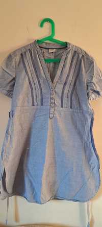 Bluzka koszula ciążowa niebieska esprit 38 krótki rękaw bawełna